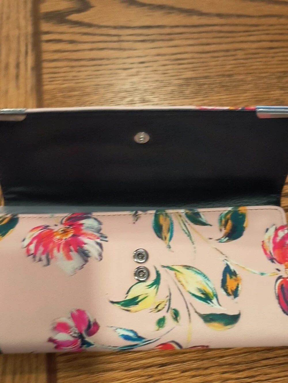 Nine West Pink Floral Wallet Clutch with Multicolor Blooms